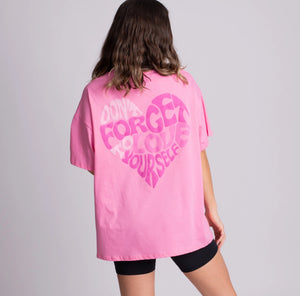 T-shirt Oversize rosa Love yourself