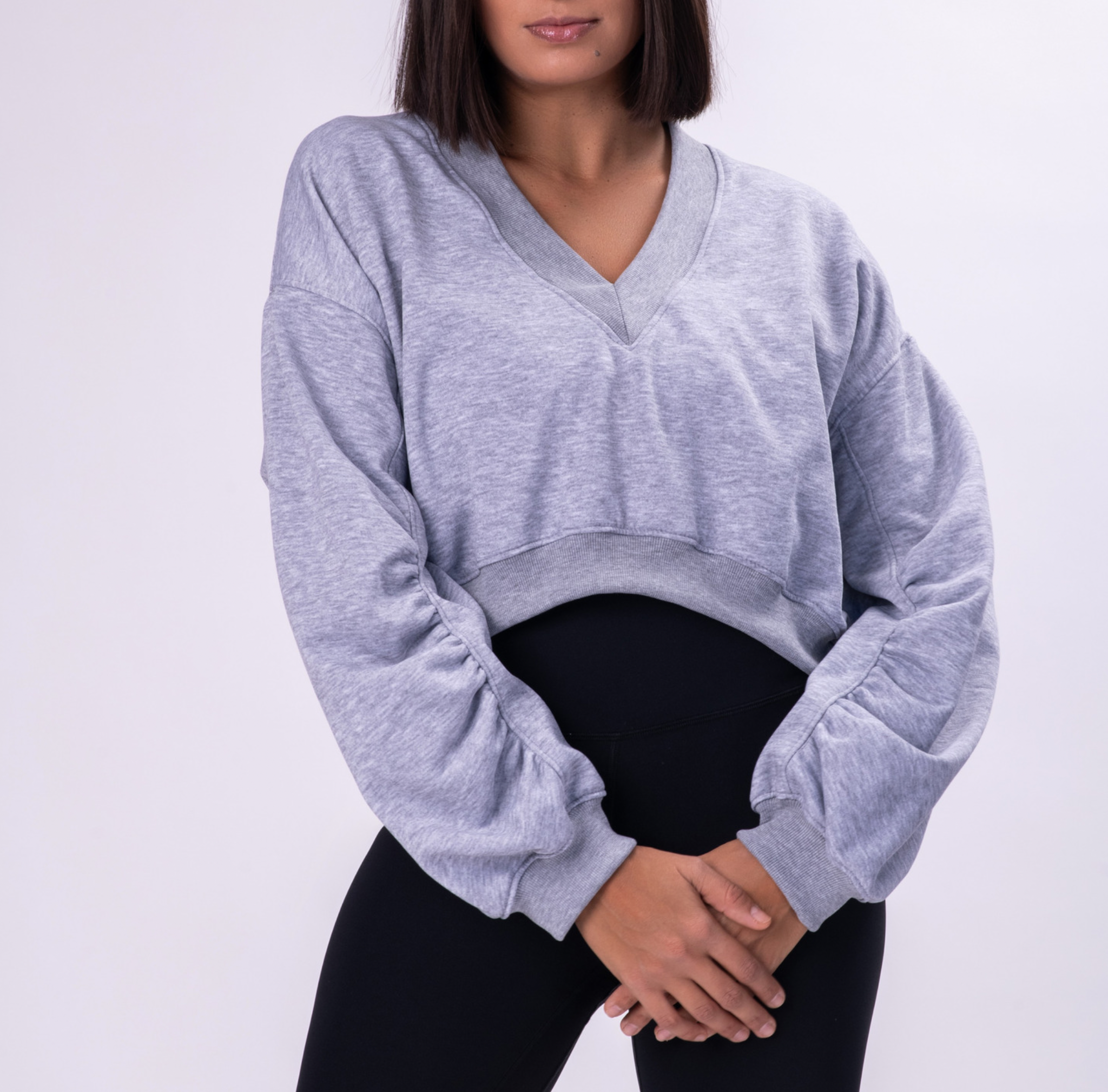 Sudadera Cuello V Gris Jaspe