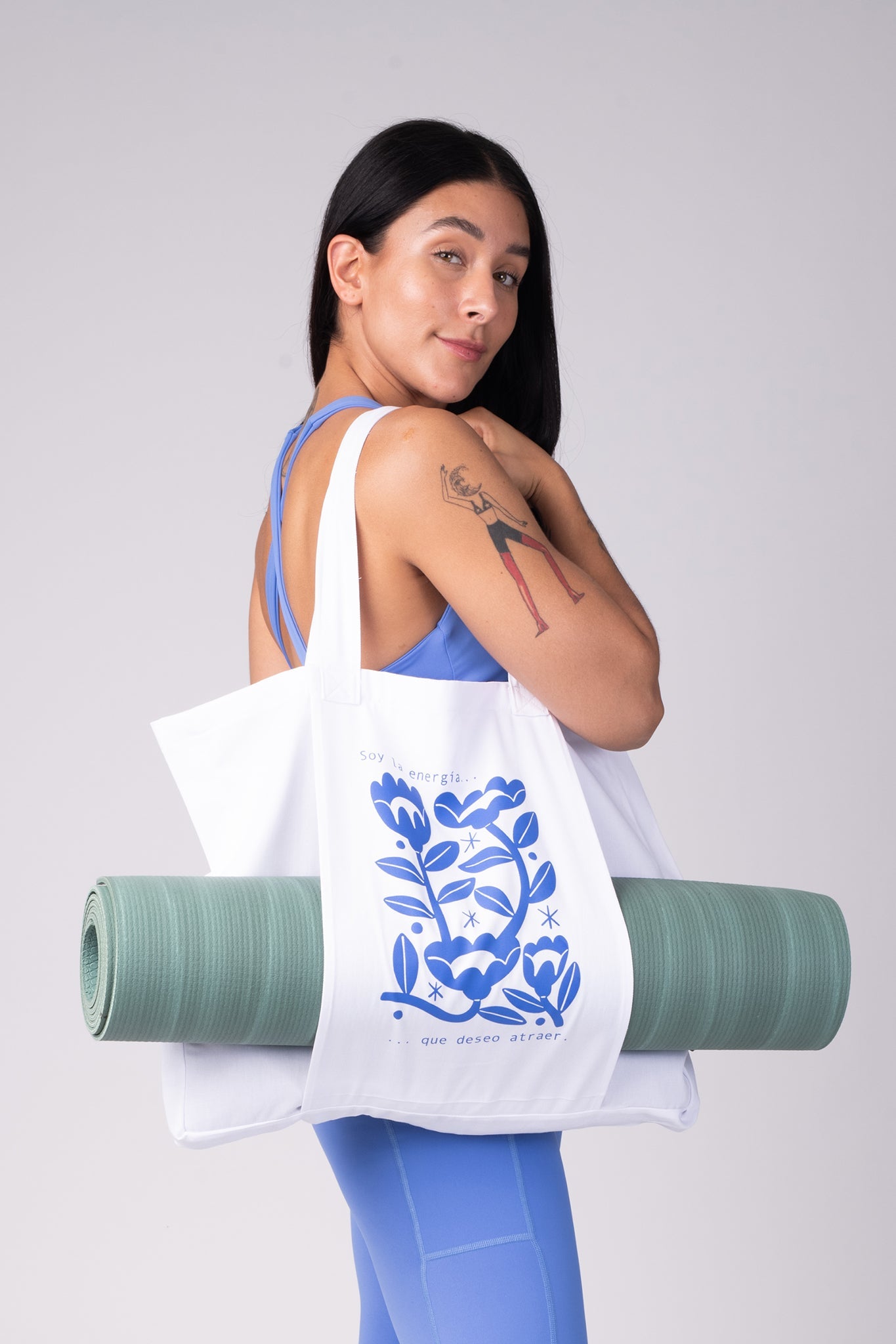 🎁 Tote Bag "Eres la energía." Blanco/azul (100% off)