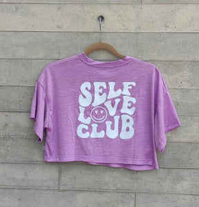 Crop T-shirt estampada Self love club LILA