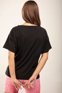 T-shirt cuello V Negro